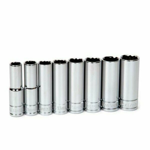 Williams Socket Set, 8 Pieces, 3/8 Inch Dr, Deep, 3/8 Inch Size JHW31934